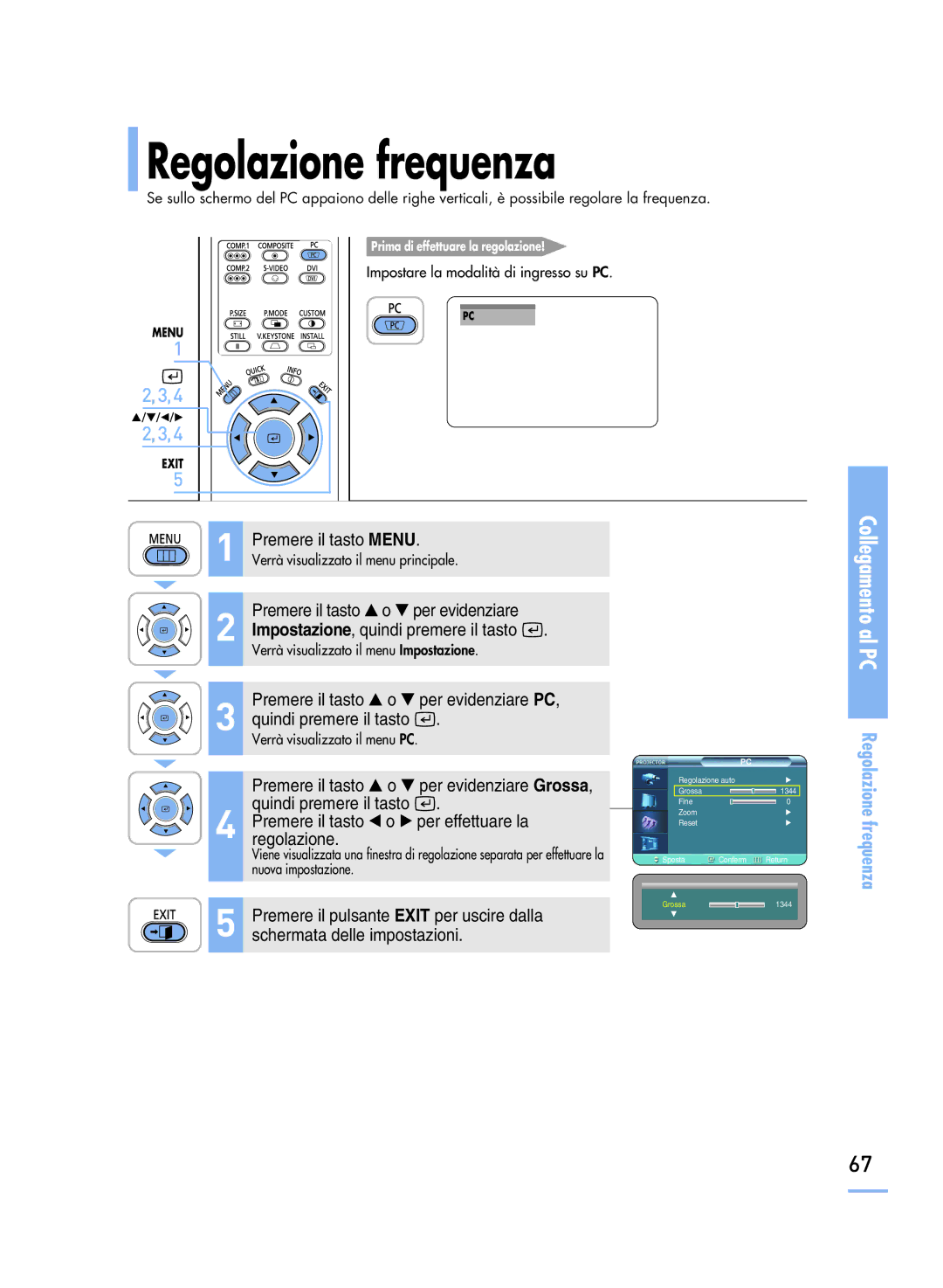 Samsung SPH800BEMX/EDC manual Regolazione frequenza 