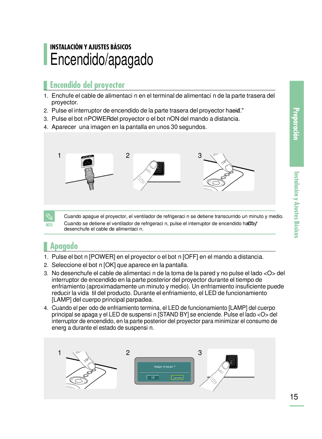 Samsung SPH800BEMX/EDC manual Encendido/apagado, Desenchufe el cable de alimentación 