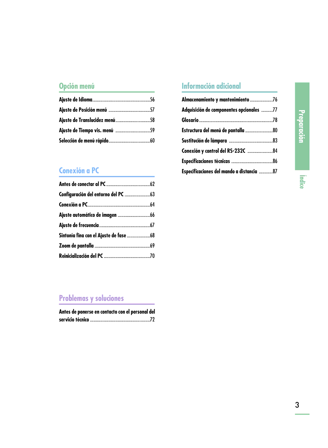 Samsung SPH800BEMX/EDC manual Preparación 