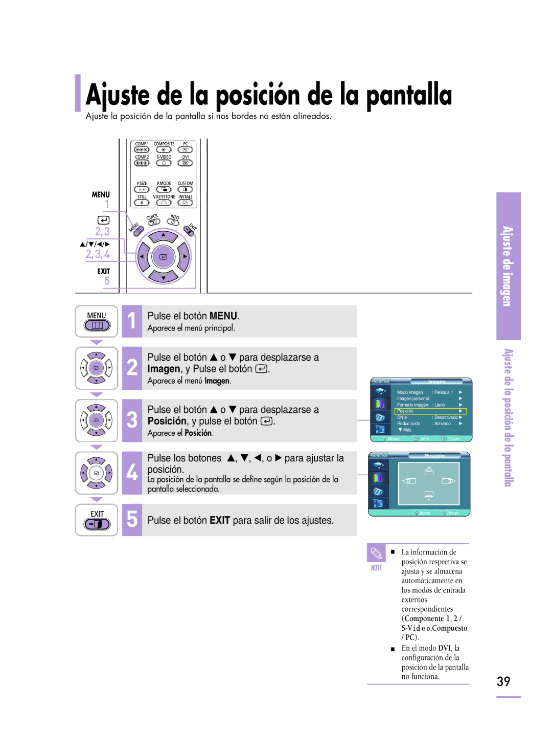 Samsung SPH800BEMX/EDC manual Ajuste de la posición de la pantalla, Pulse los botones , , œ, o √ para ajustar la posición 