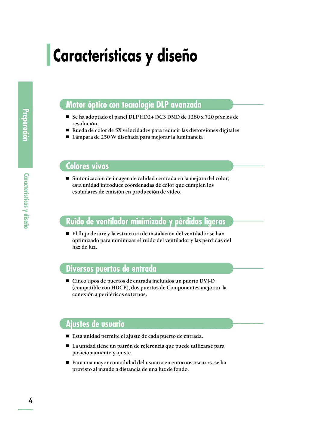 Samsung SPH800BEMX/EDC manual Características y diseño 