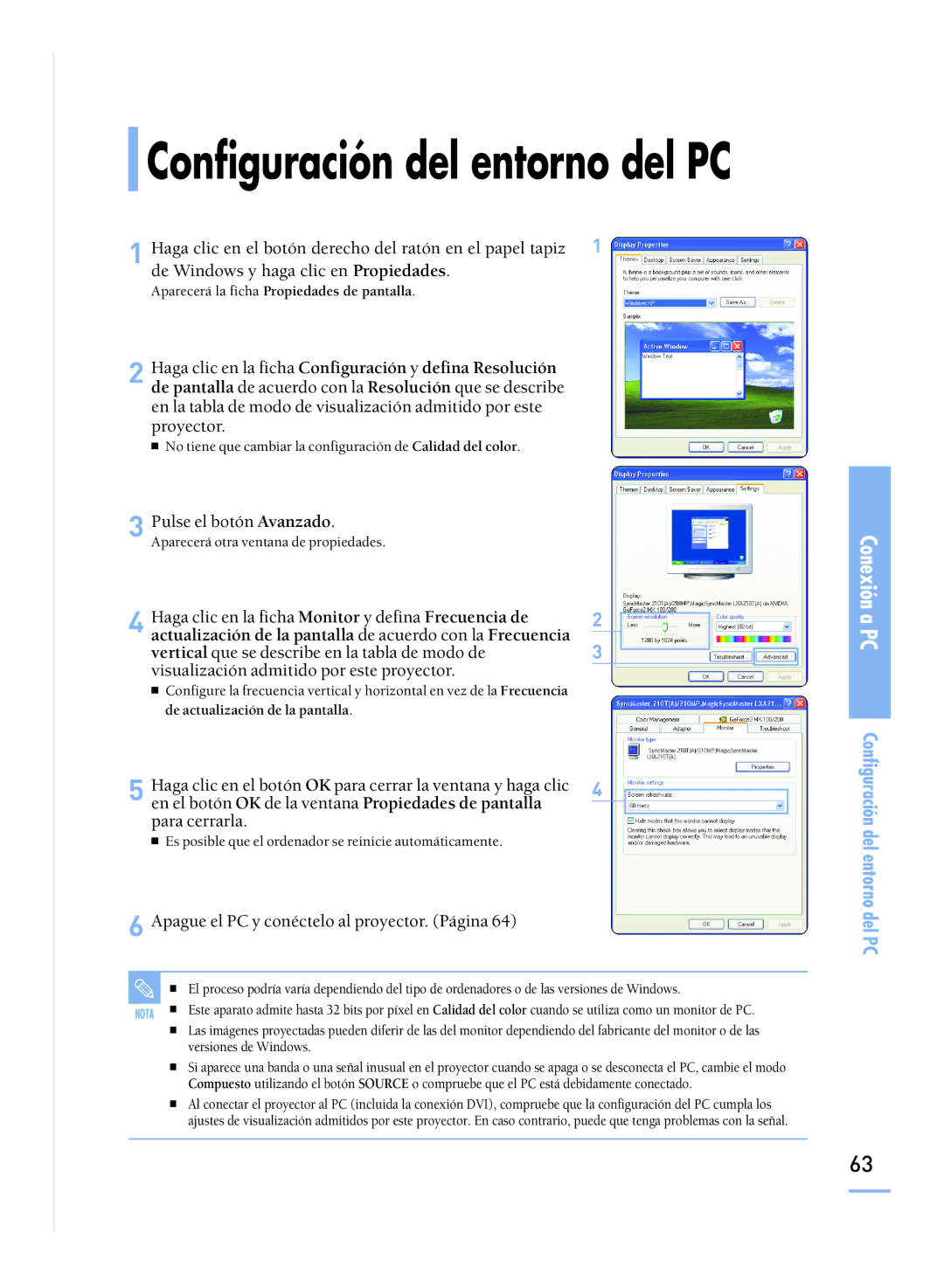 Samsung SPH800BEMX/EDC No tiene que cambiar la configuración de Calidad del color, Aparecerá otra ventana de propiedades 