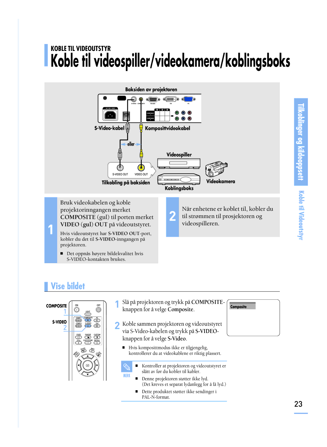 Samsung SPH800BEMX/EDC manual Koble til videospiller/videokamera/koblingsboks 