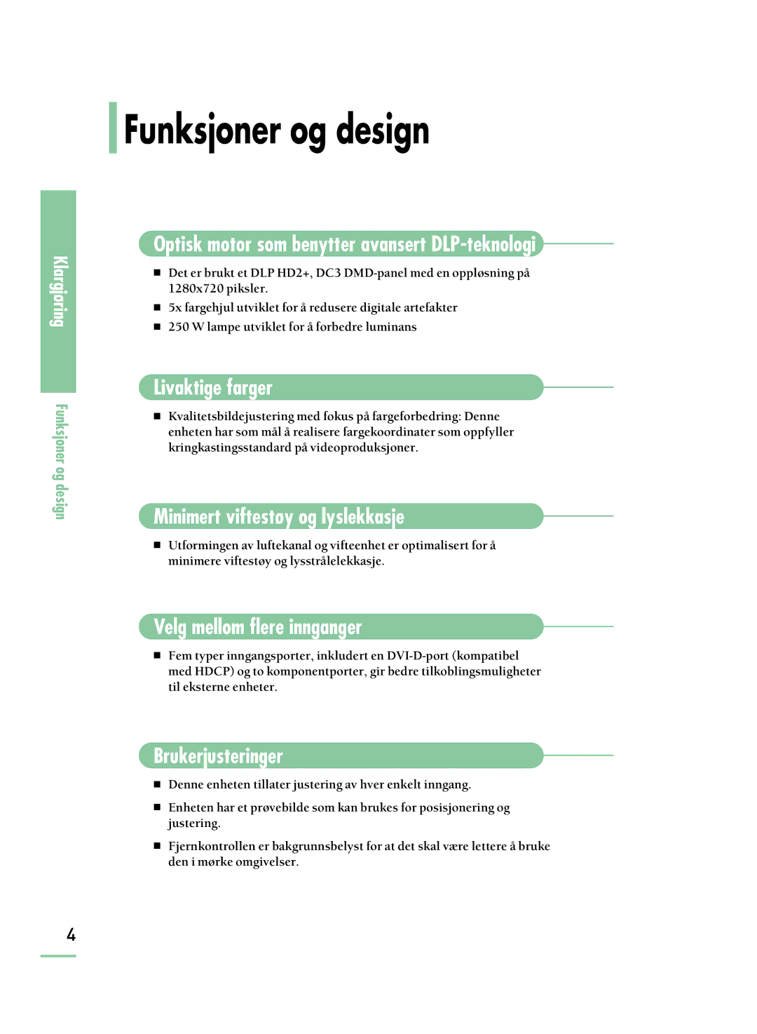 Samsung SPH800BEMX/EDC manual Funksjoner og design 