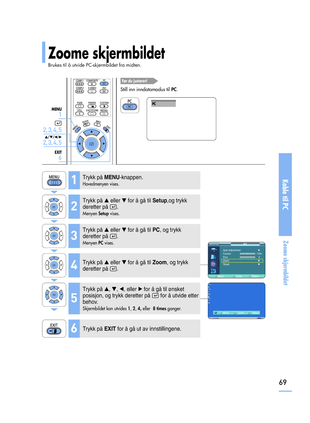 Samsung SPH800BEMX/EDC manual Zoome skjermbildet 