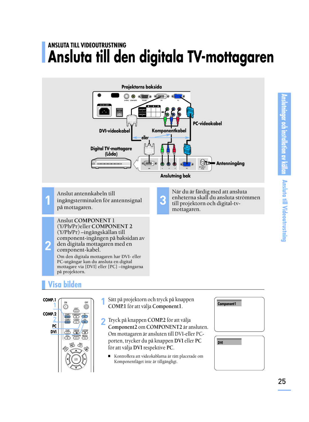 Samsung SPH800BEMX/EDC manual Ansluta till den digitala TV-mottagaren 