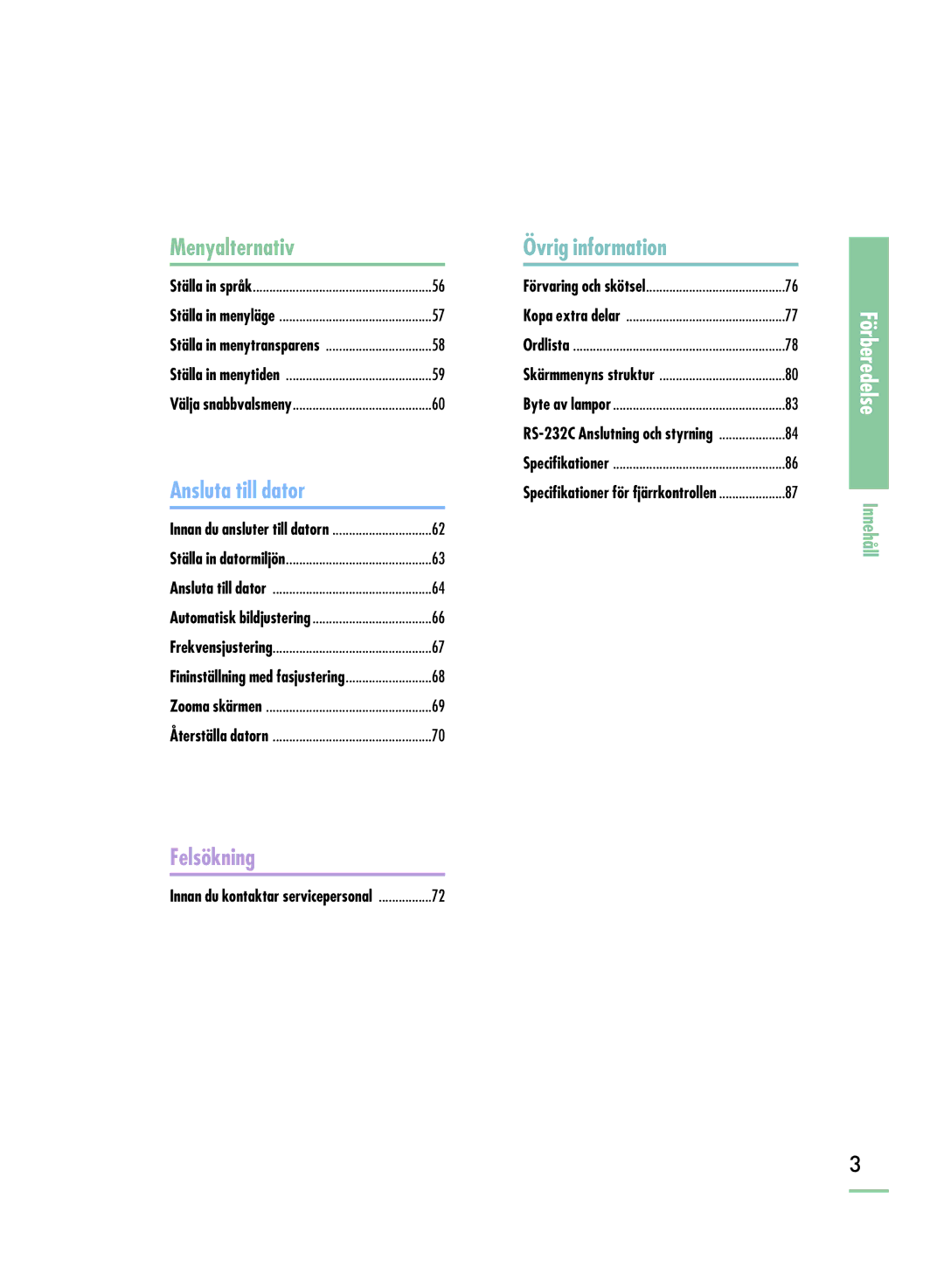 Samsung SPH800BEMX/EDC manual Förberedelse 