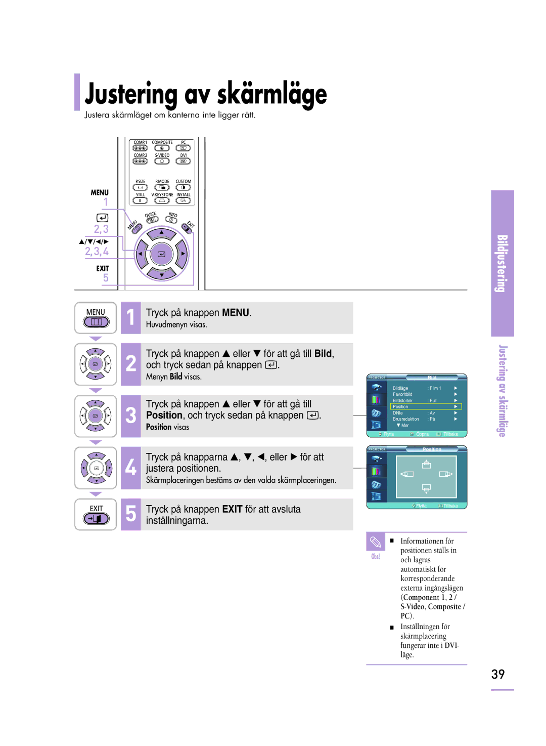 Samsung SPH800BEMX/EDC manual Justering av skärmläge 