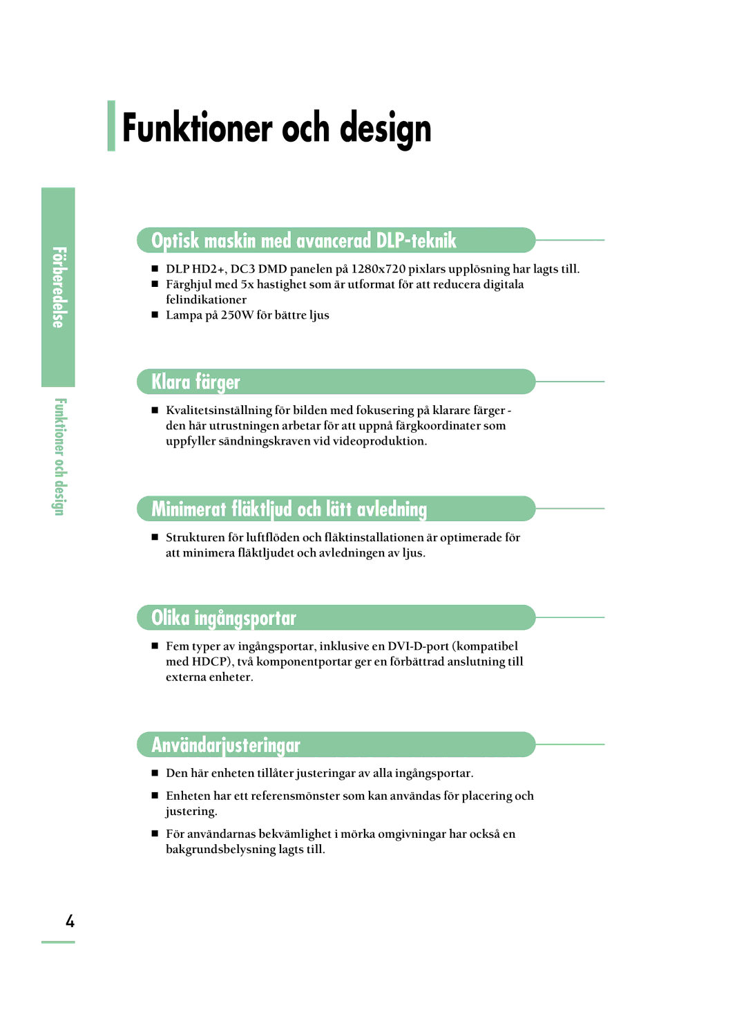 Samsung SPH800BEMX/EDC manual Funktioner och design 