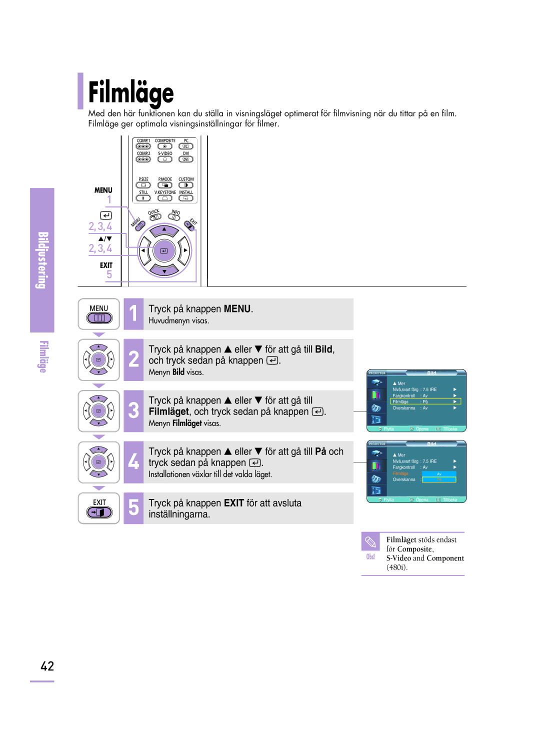 Samsung SPH800BEMX/EDC manual Filmläge 