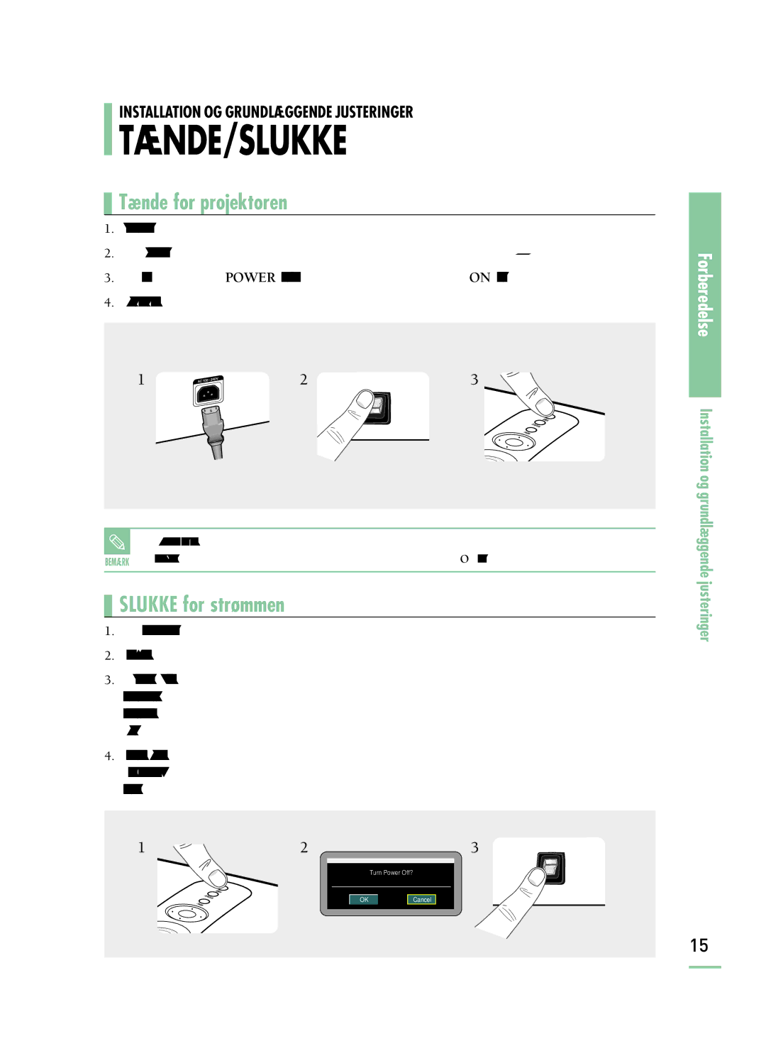 Samsung SPH800BEMX/EDC manual Tænde/Slukke 