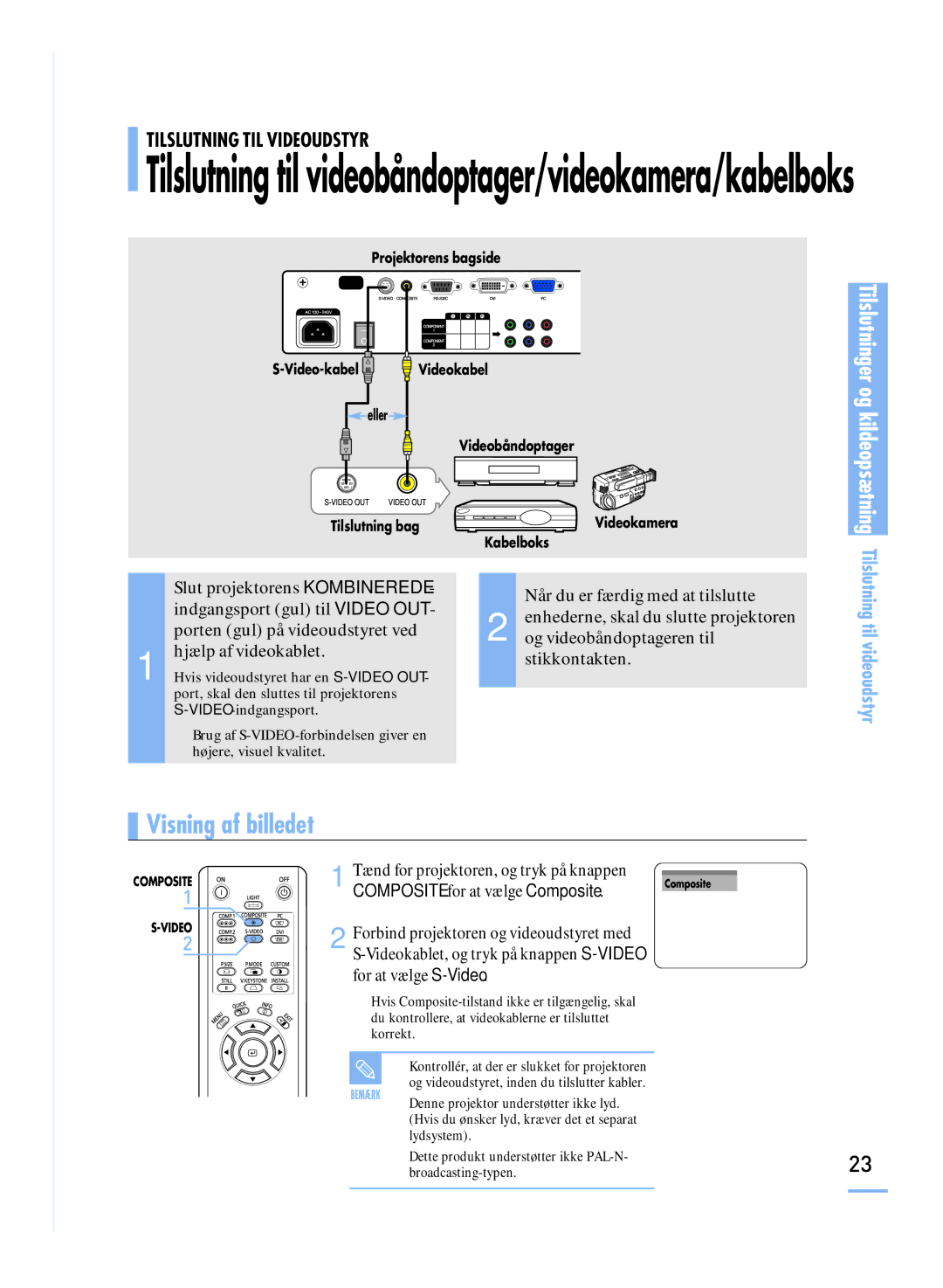 Samsung SPH800BEMX/EDC manual Tilslutning til videobåndoptager/videokamera/kabelboks 