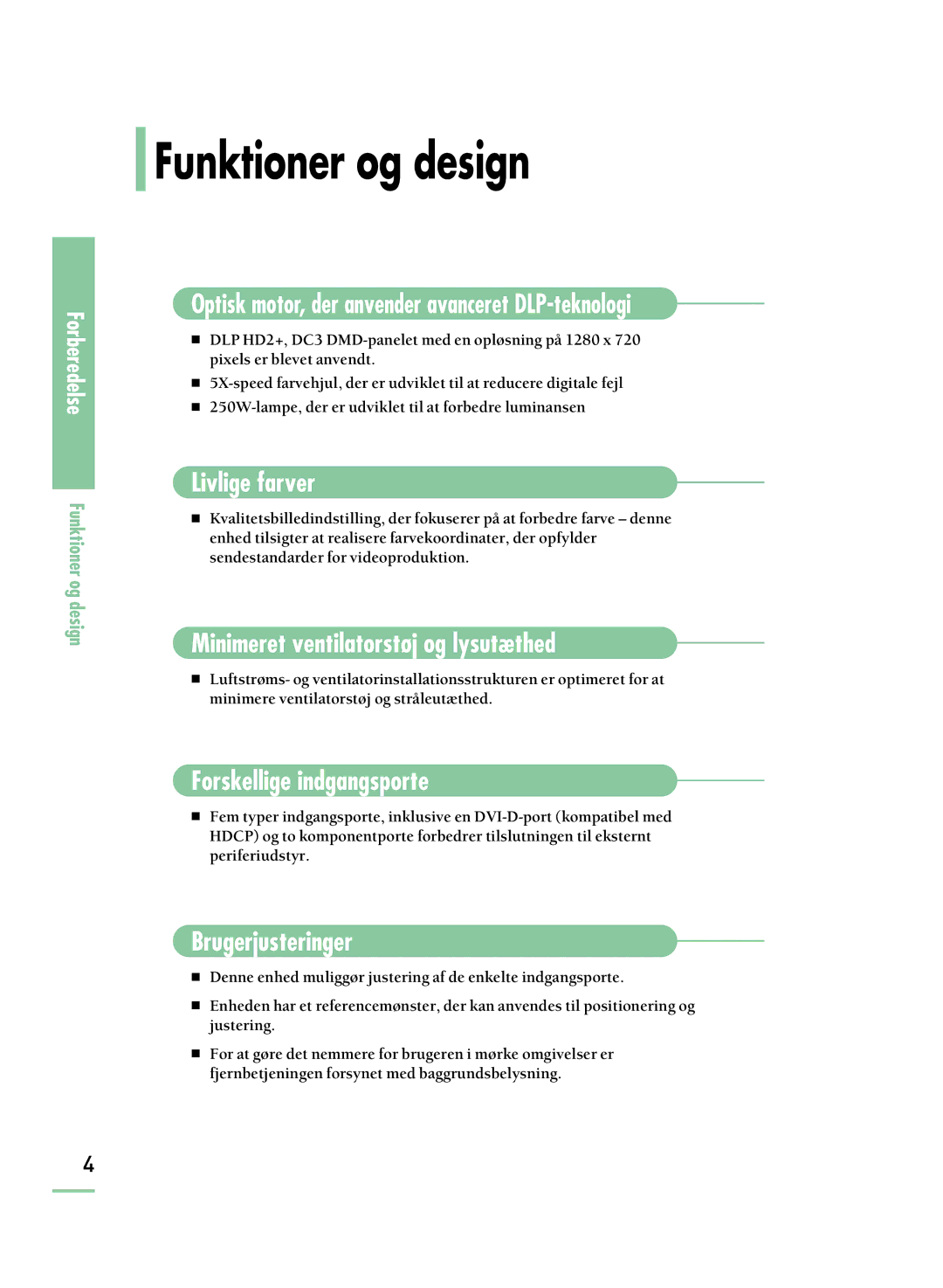 Samsung SPH800BEMX/EDC manual Funktioner og design 