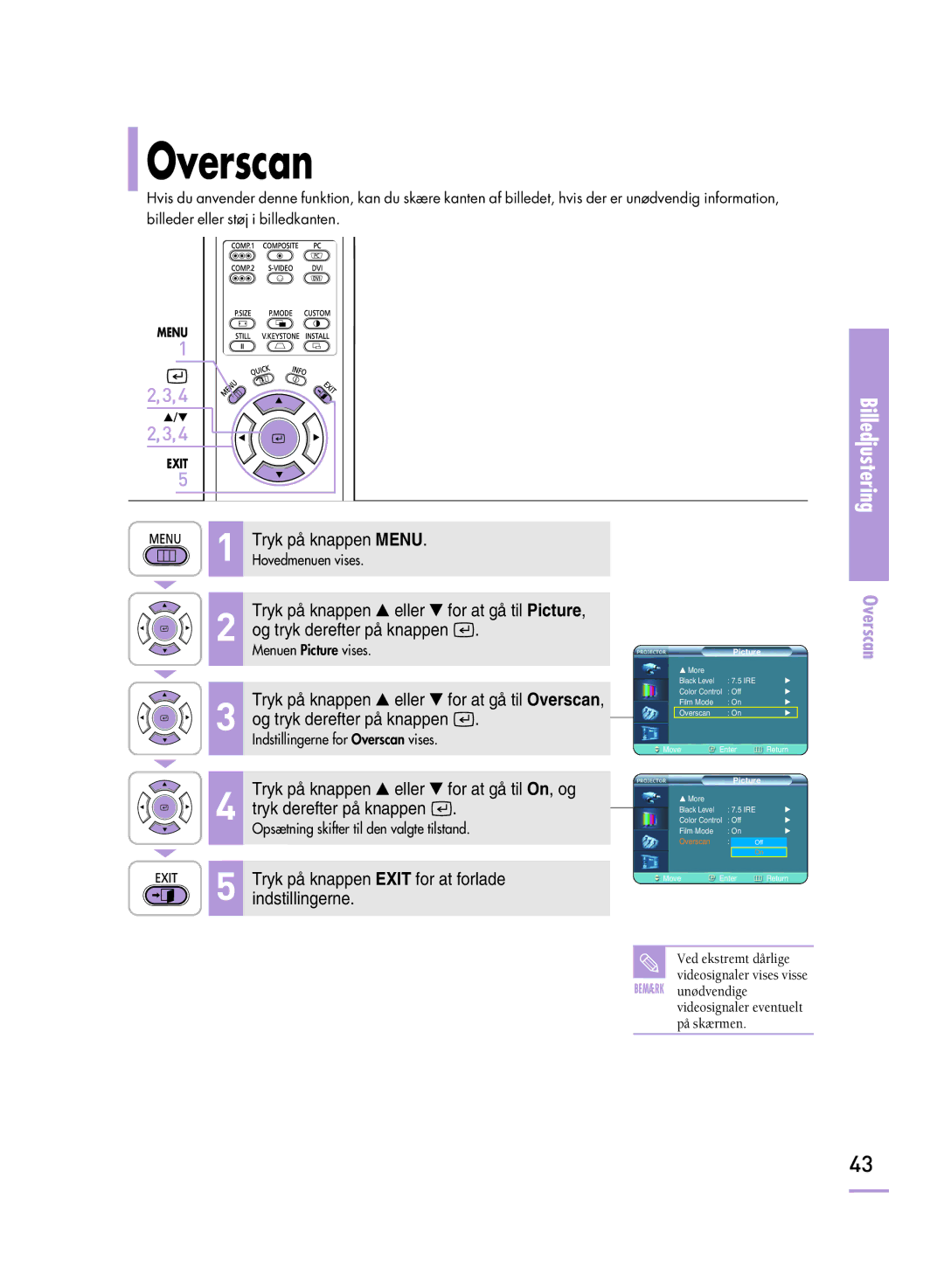 Samsung SPH800BEMX/EDC manual Overscan 