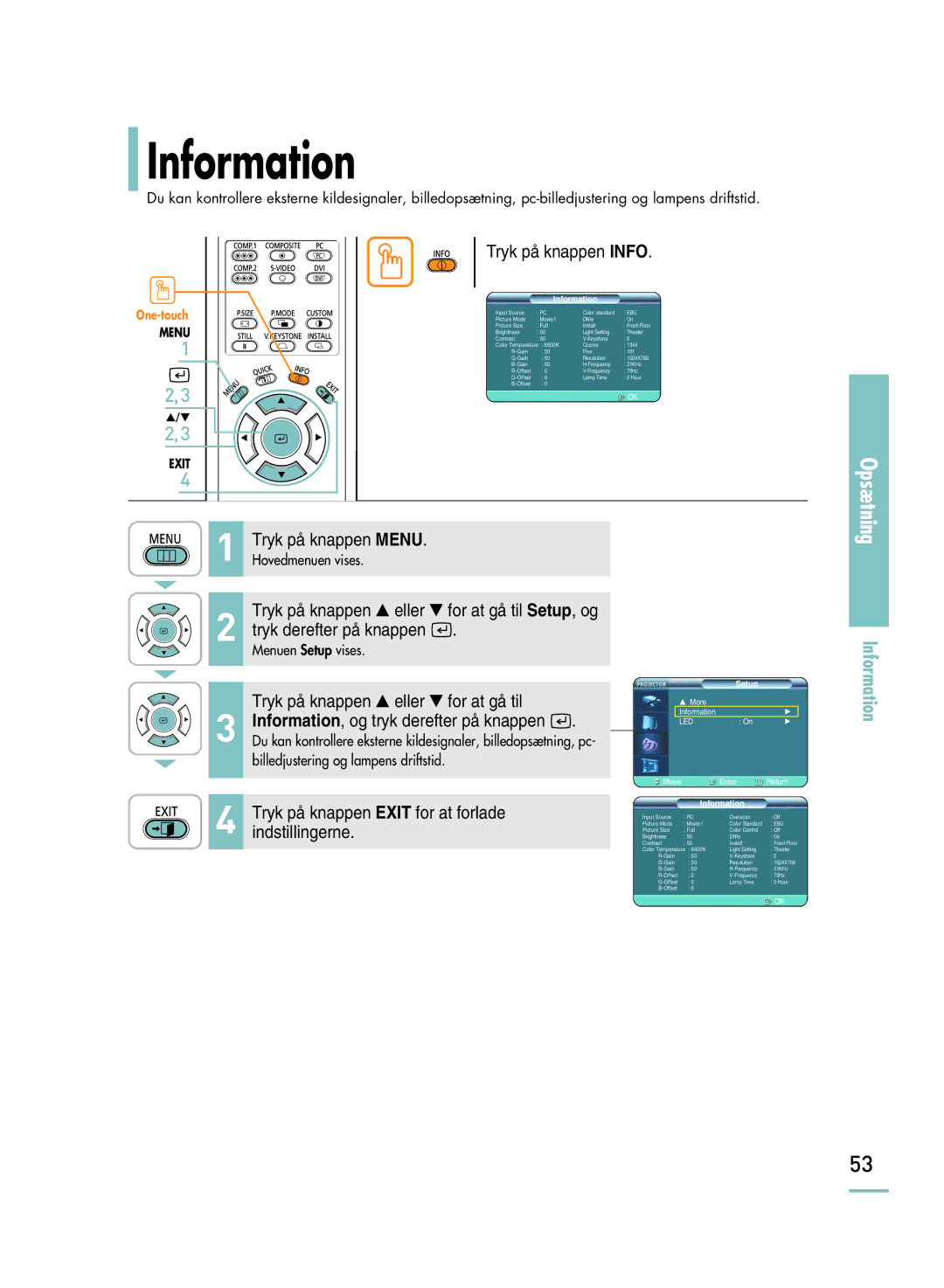 Samsung SPH800BEMX/EDC manual Information, Tryk på knappen Info 