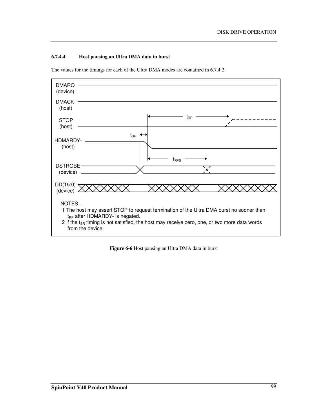 Samsung 3.5" hard disk drives, spinpoint v40 manual 6Host pausing an Ultra DMA data in burst 