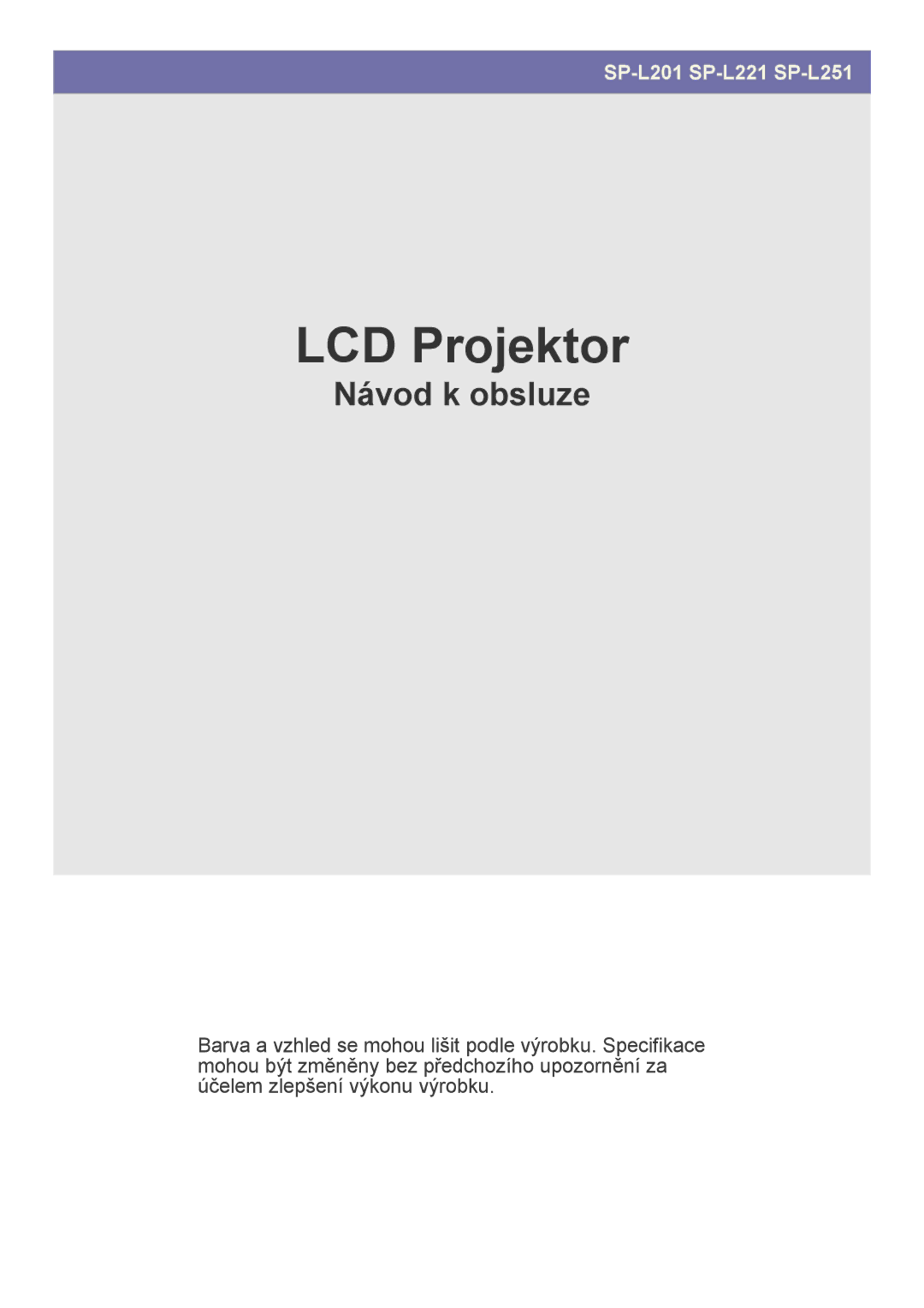 Samsung SPL201WEX/EN manual LCD Projektor 