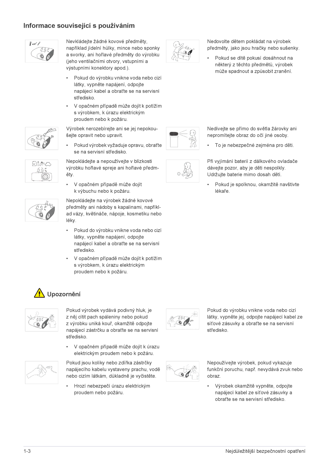 Samsung SPL201WEX/EN manual Informace související s používáním 