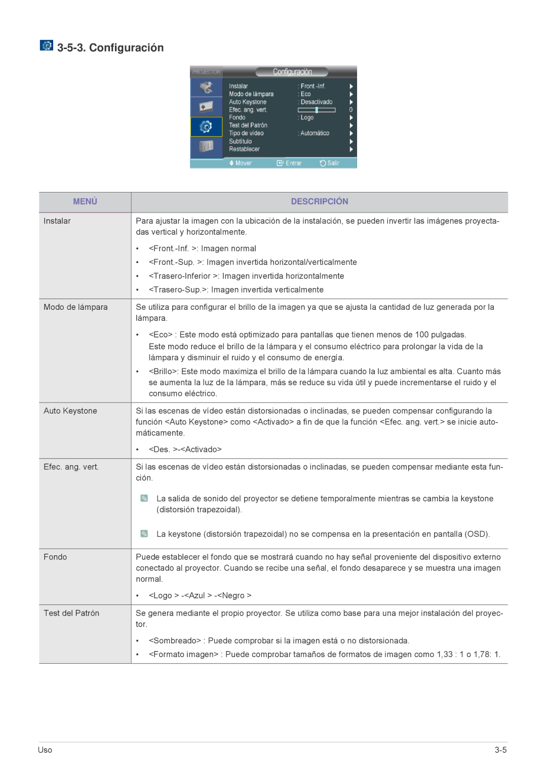 Samsung SPL201WEX/EN, SPL251WEX/EN manual Configuración 