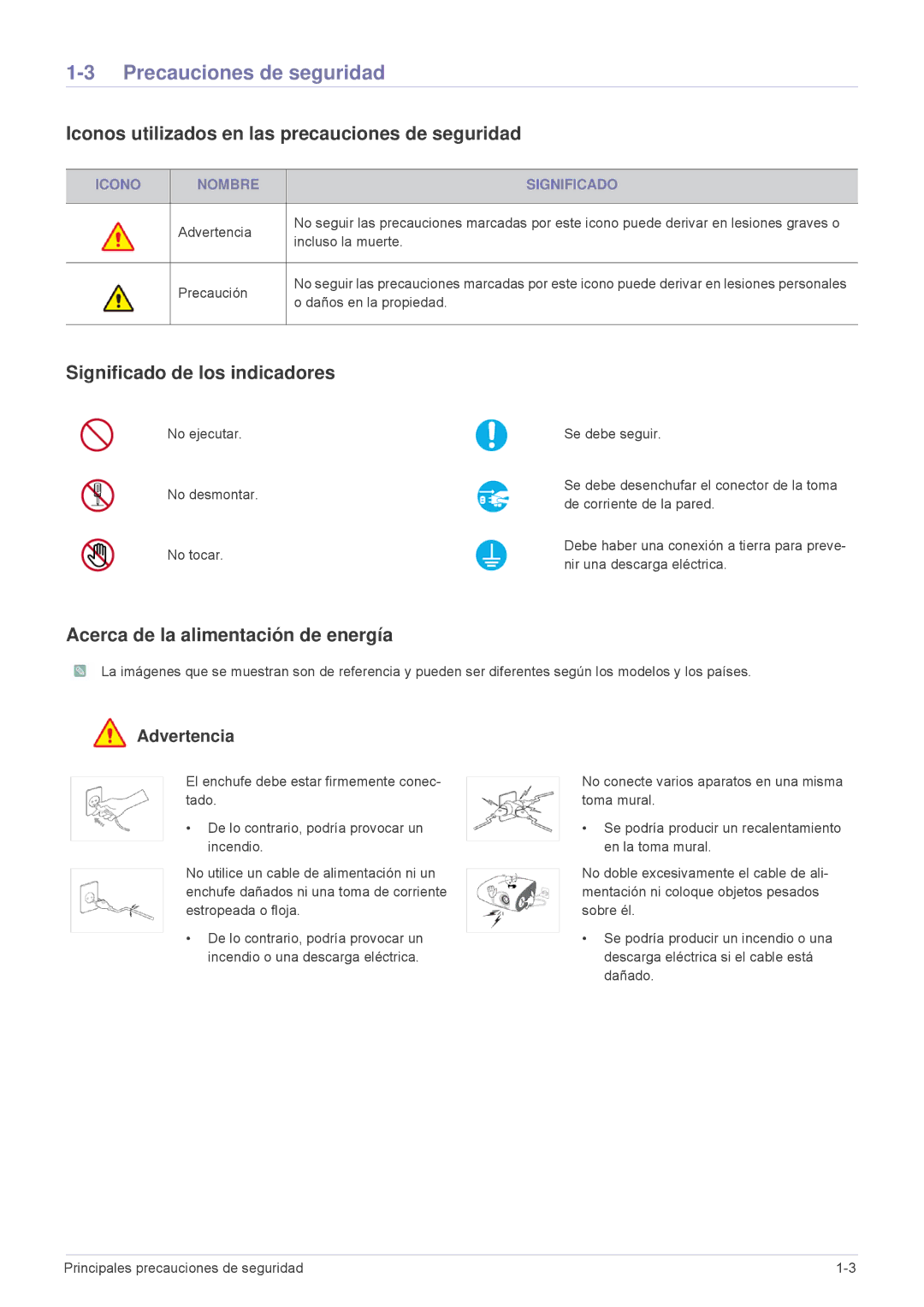 Samsung SPL201WEX/EN, SPL251WEX/EN manual Precauciones de seguridad, Iconos utilizados en las precauciones de seguridad 