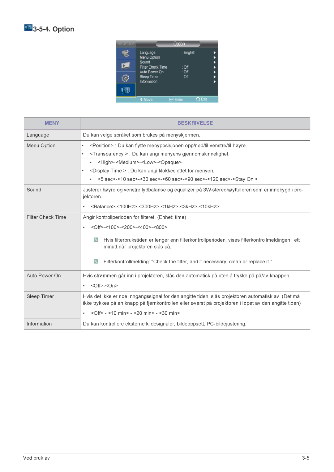 Samsung SPL201WEX/EN, SPL251WEX/EN manual Option 