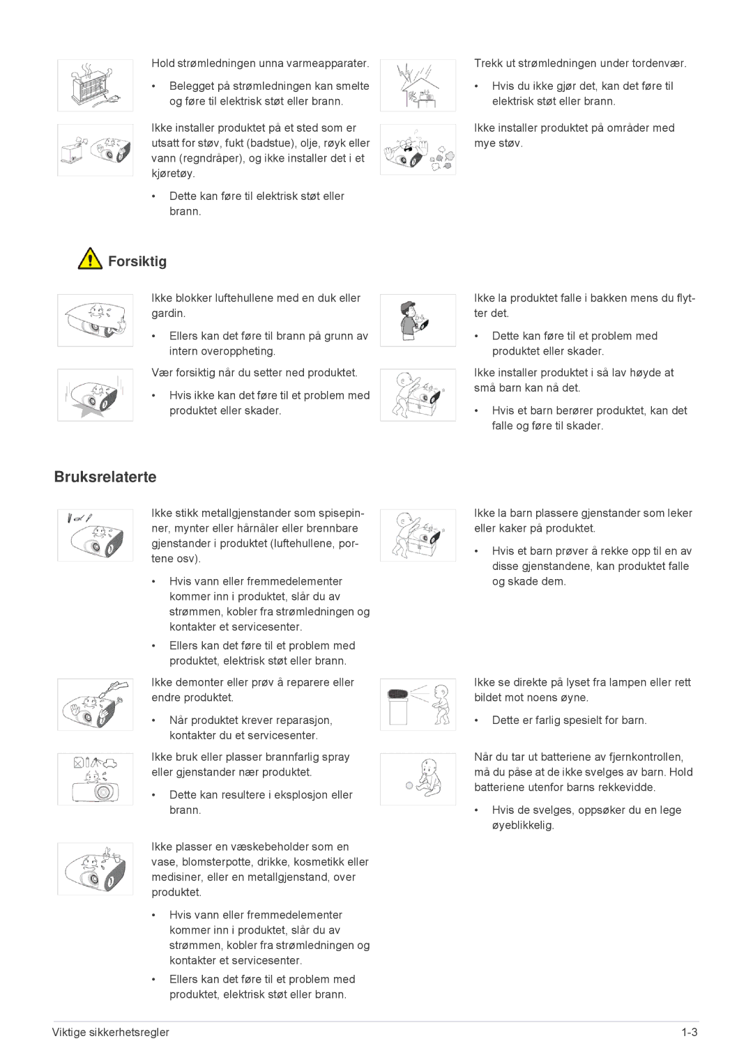 Samsung SPL201WEX/EN, SPL251WEX/EN manual Bruksrelaterte 