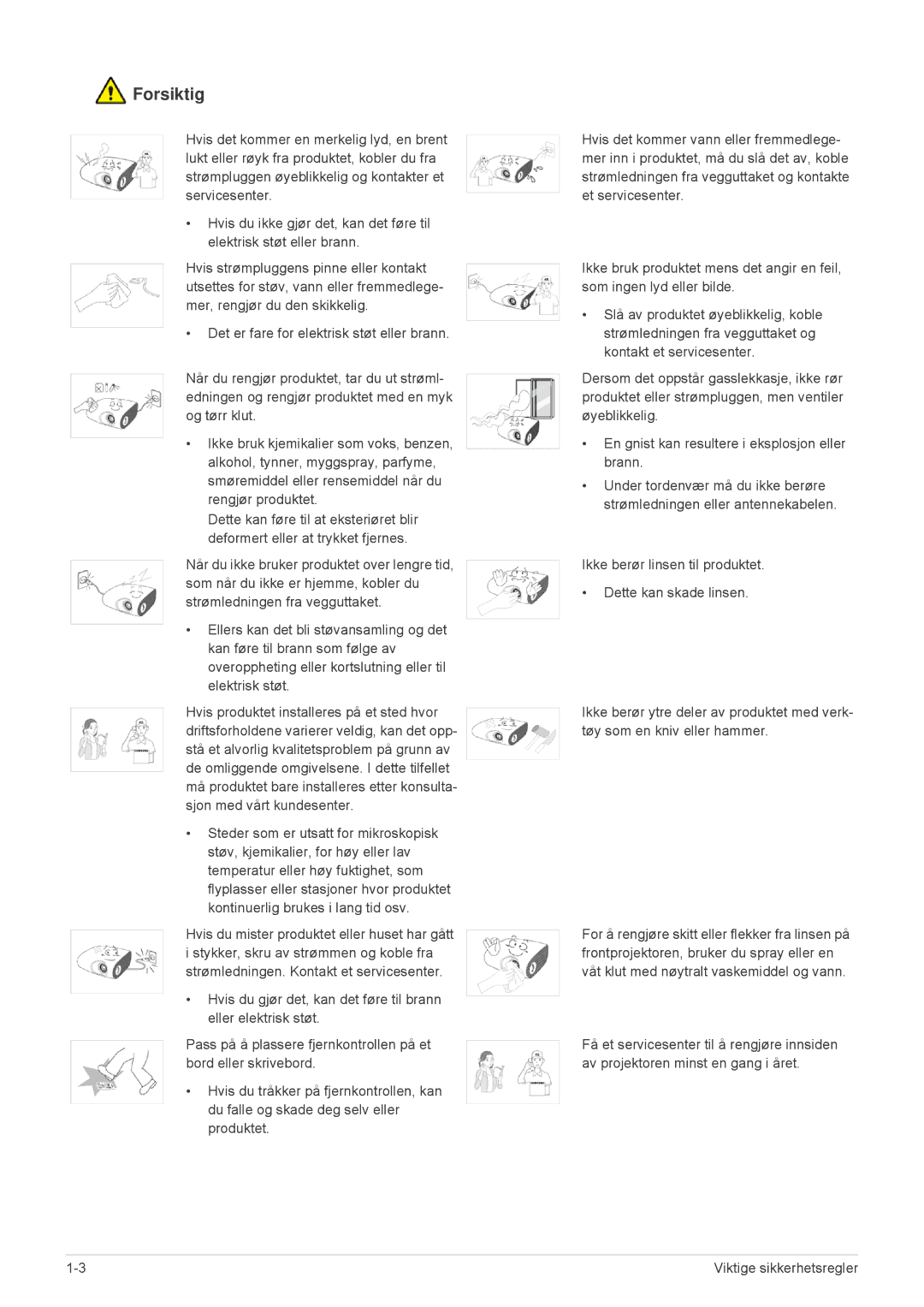 Samsung SPL251WEX/EN, SPL201WEX/EN manual Forsiktig 