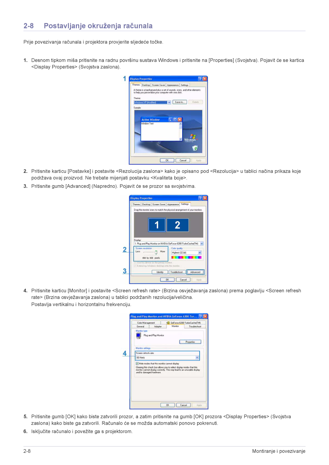 Samsung SPL251WEX/EN, SPL201WEX/EN manual Postavljanje okruženja računala 