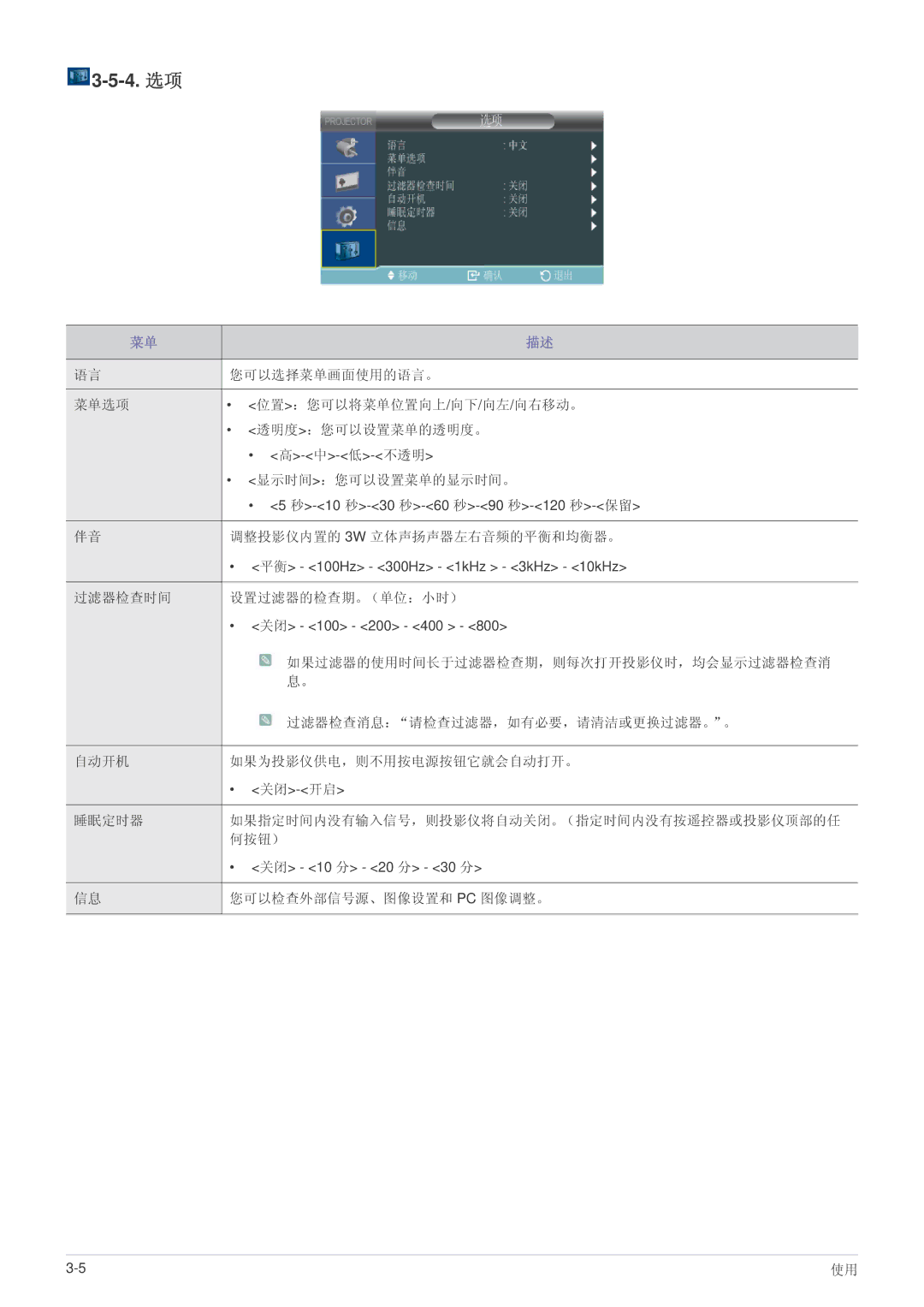 Samsung SPL201WEX/EN, SPL251WEX/EN, SPL221WEX/EN manual 4. 选项 