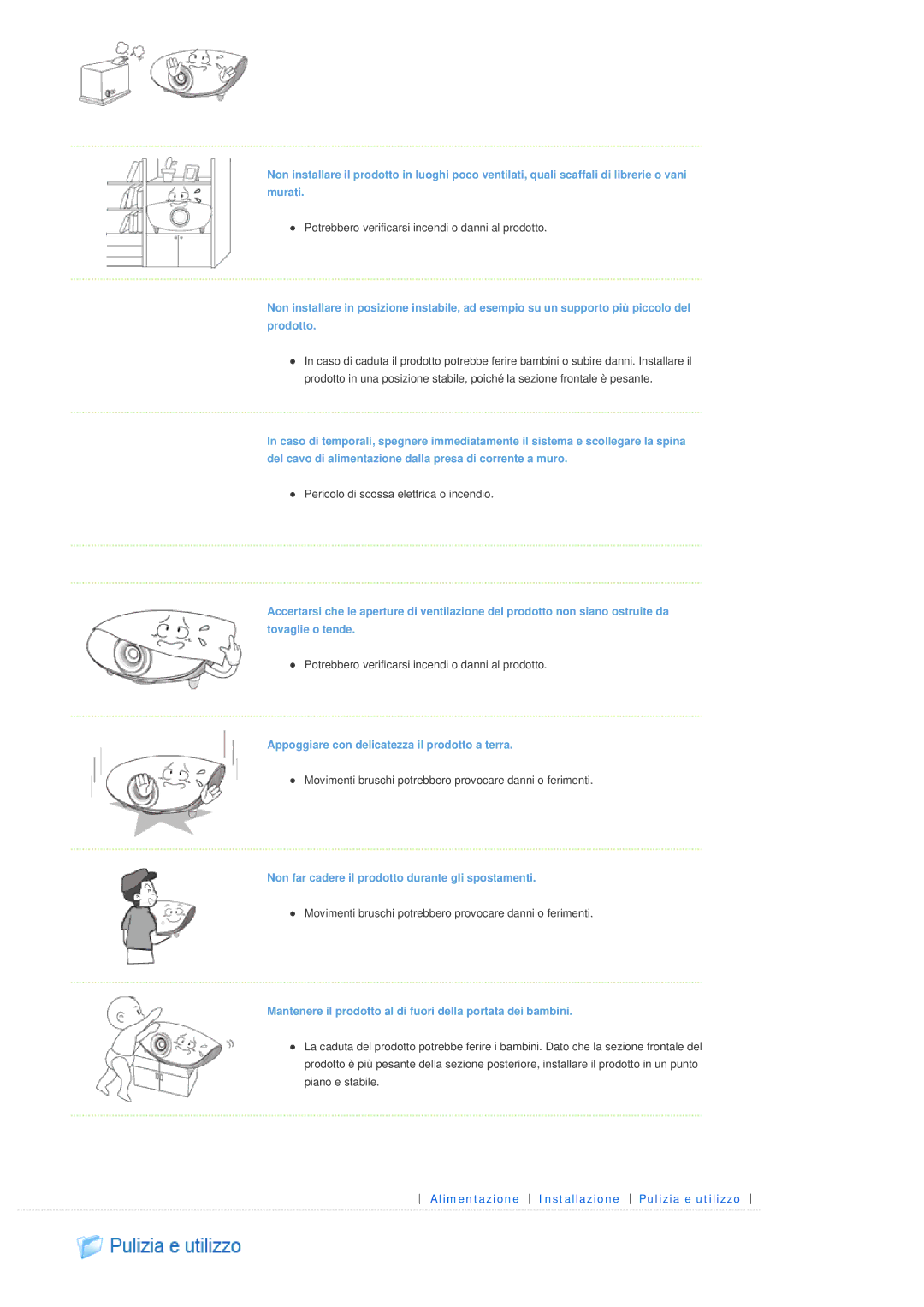 Samsung SPL300WX/EN, SPL300WVX/EN manual Appoggiare con delicatezza il prodotto a terra 