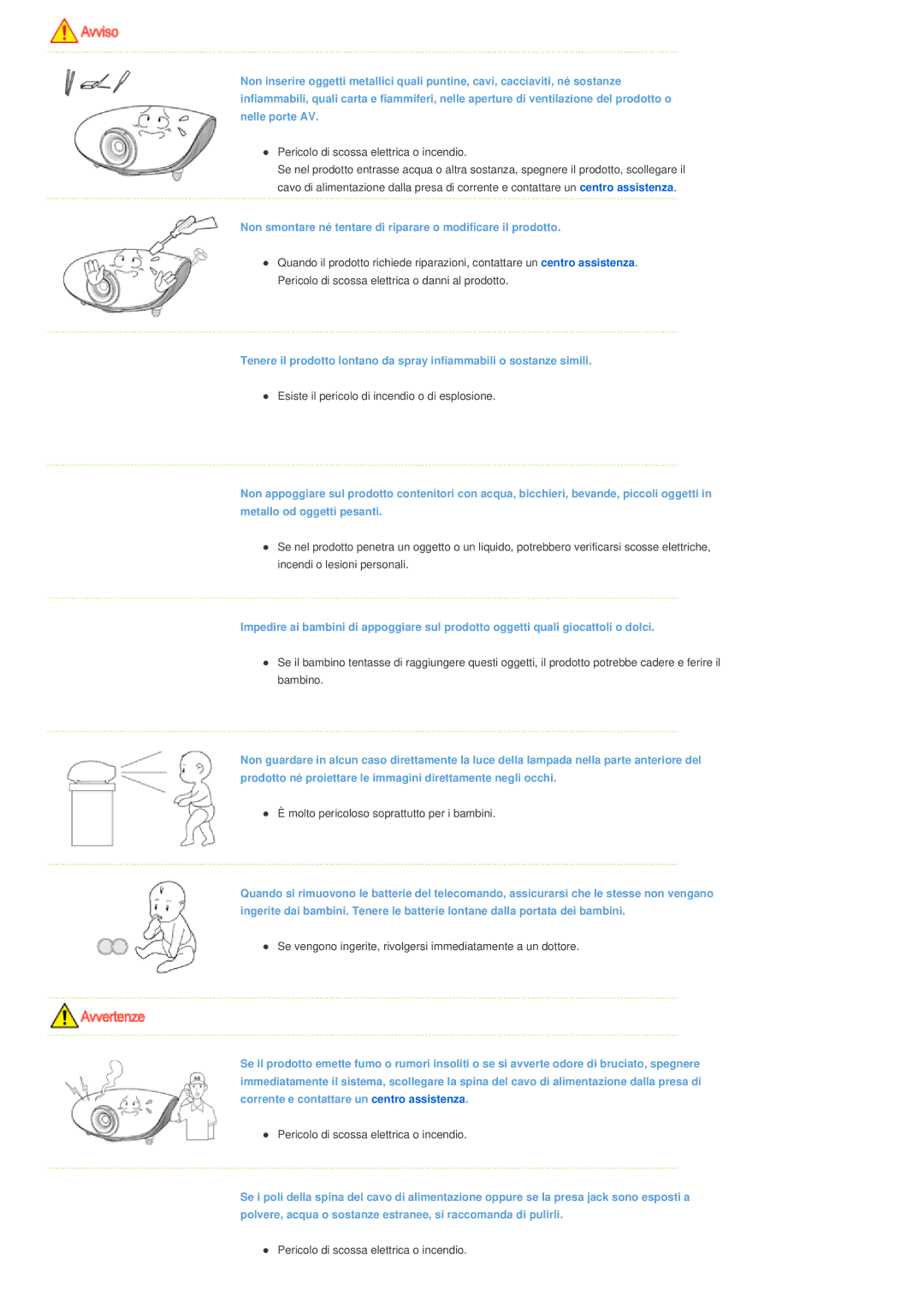 Samsung SPL300WVX/EN, SPL300WX/EN manual Non smontare né tentare di riparare o modificare il prodotto 