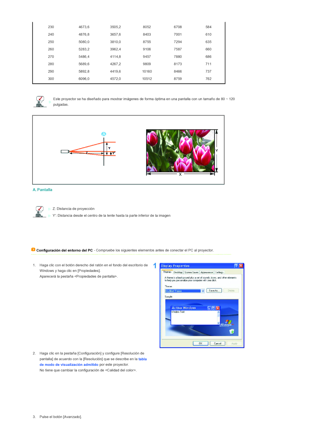 Samsung SPL300WX/EN manual Pantalla 