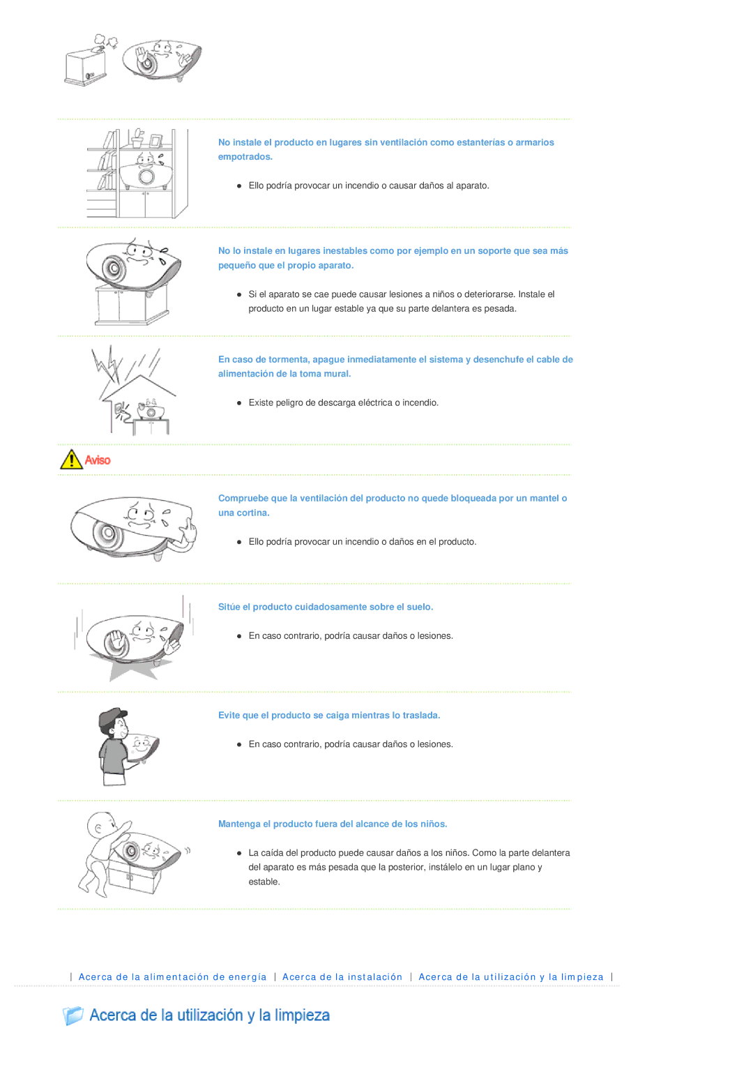 Samsung SPL300WX/EN manual Sitúe el producto cuidadosamente sobre el suelo 