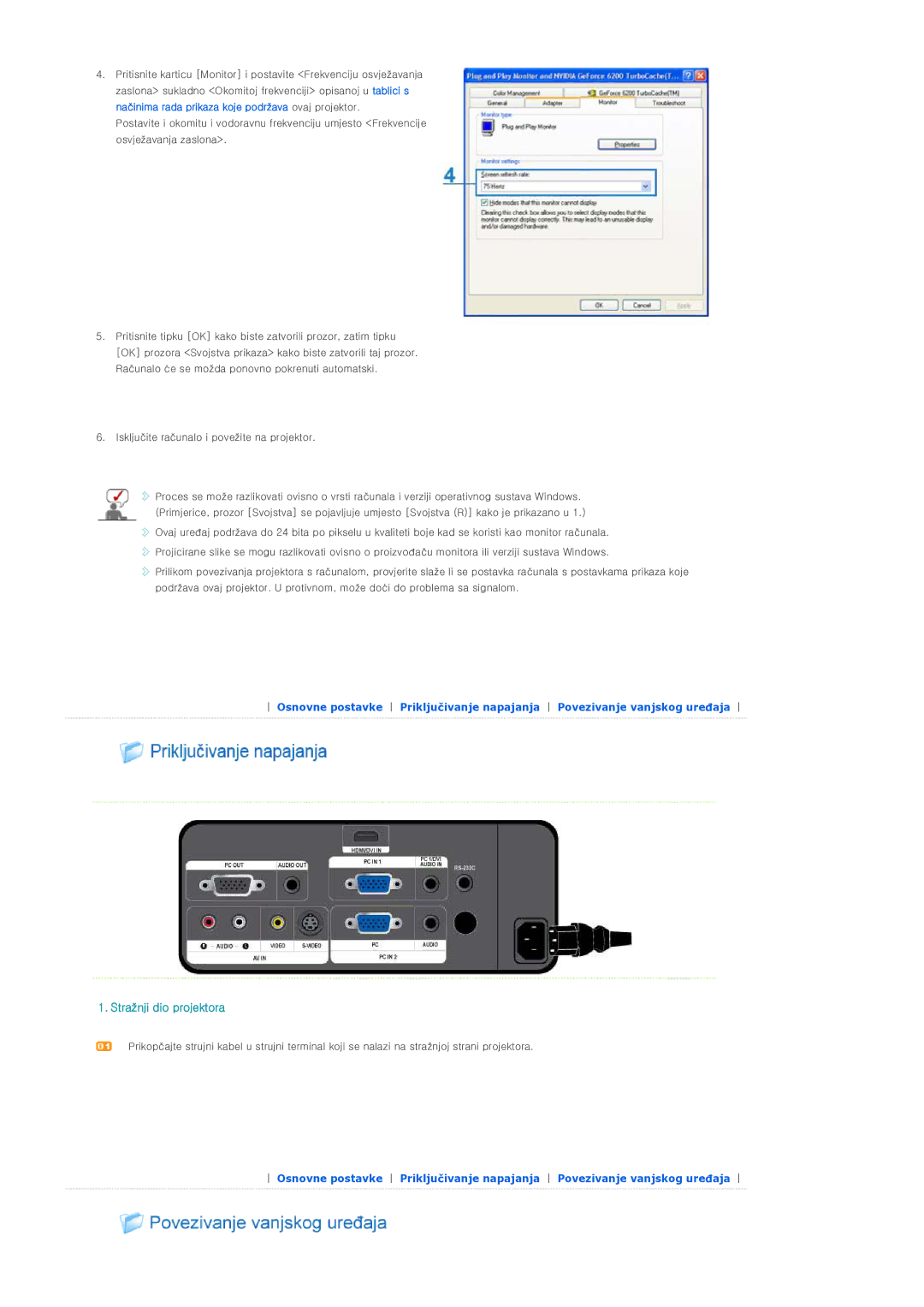 Samsung SPL300WX/EN manual Stražnji dio projektora 