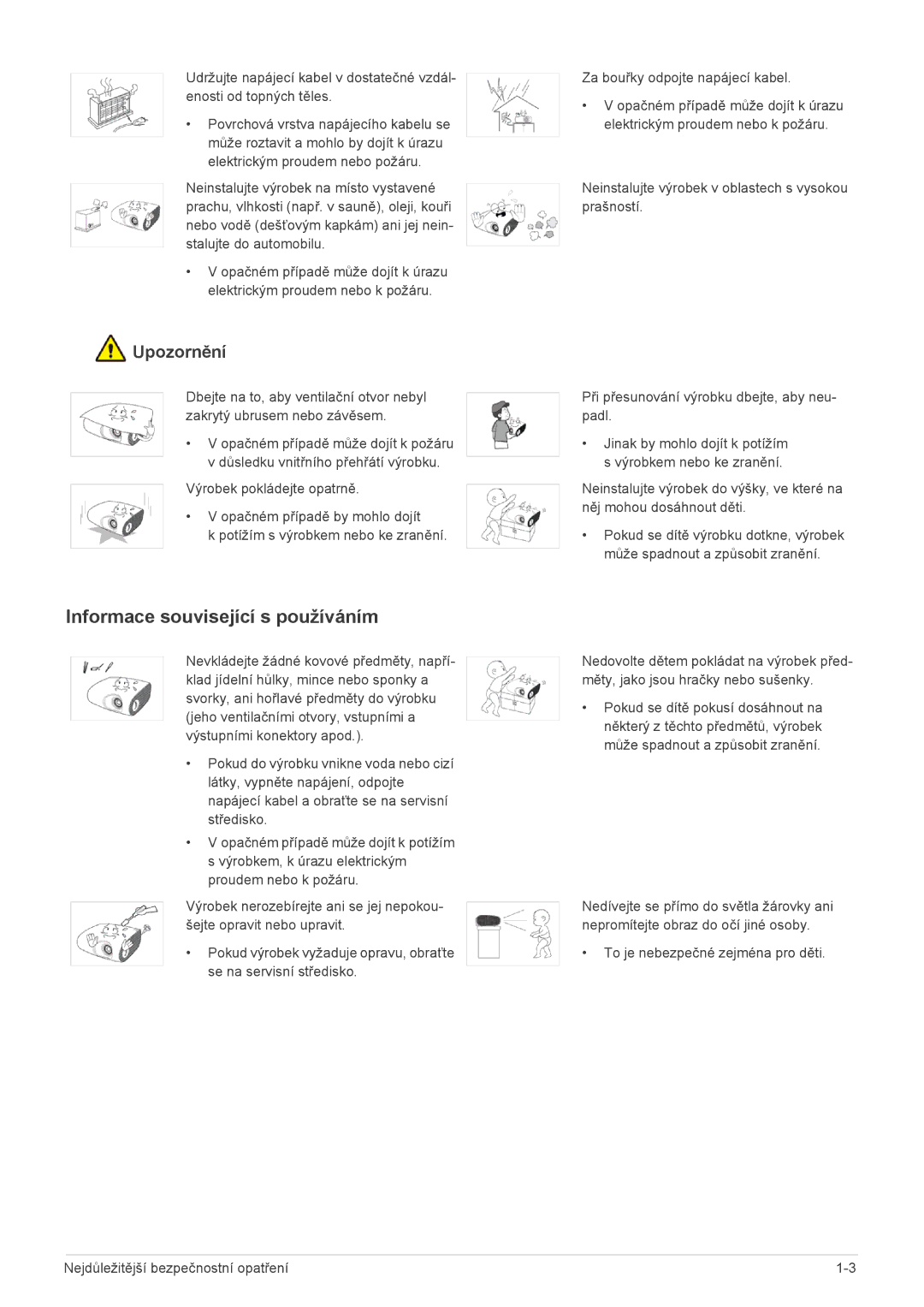 Samsung SPL301WEX/EN manual Informace související s používáním 