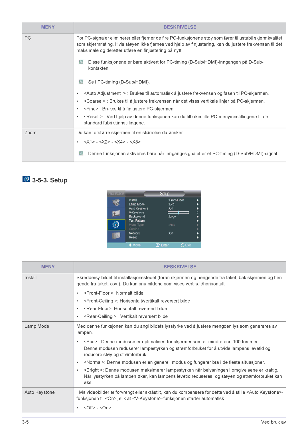 Samsung SPL305WEX/EN, SPL255WEX/EN manual Setup 