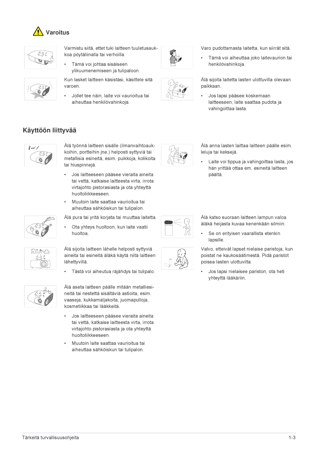 Samsung SPL305WEX/EN, SPL255WEX/EN manual Käyttöön liittyvää 