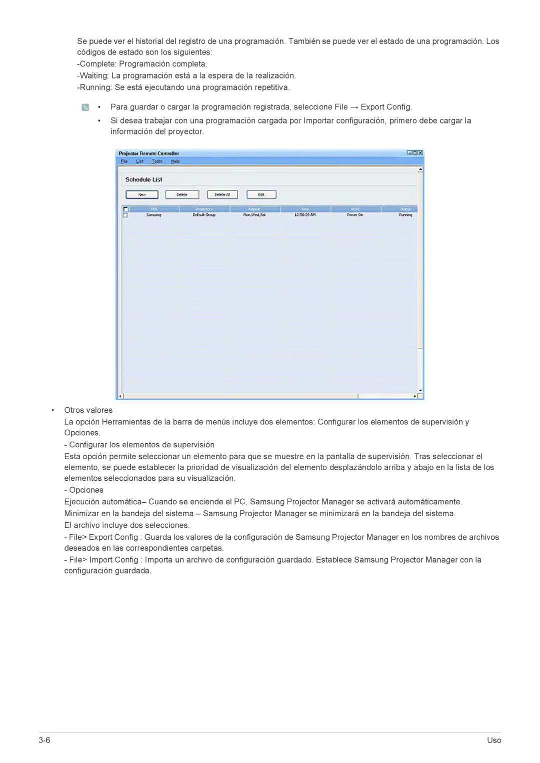 Samsung SPL335WEX/EN, SPL305WEX/EN, SPL255WEX/EN manual Uso 