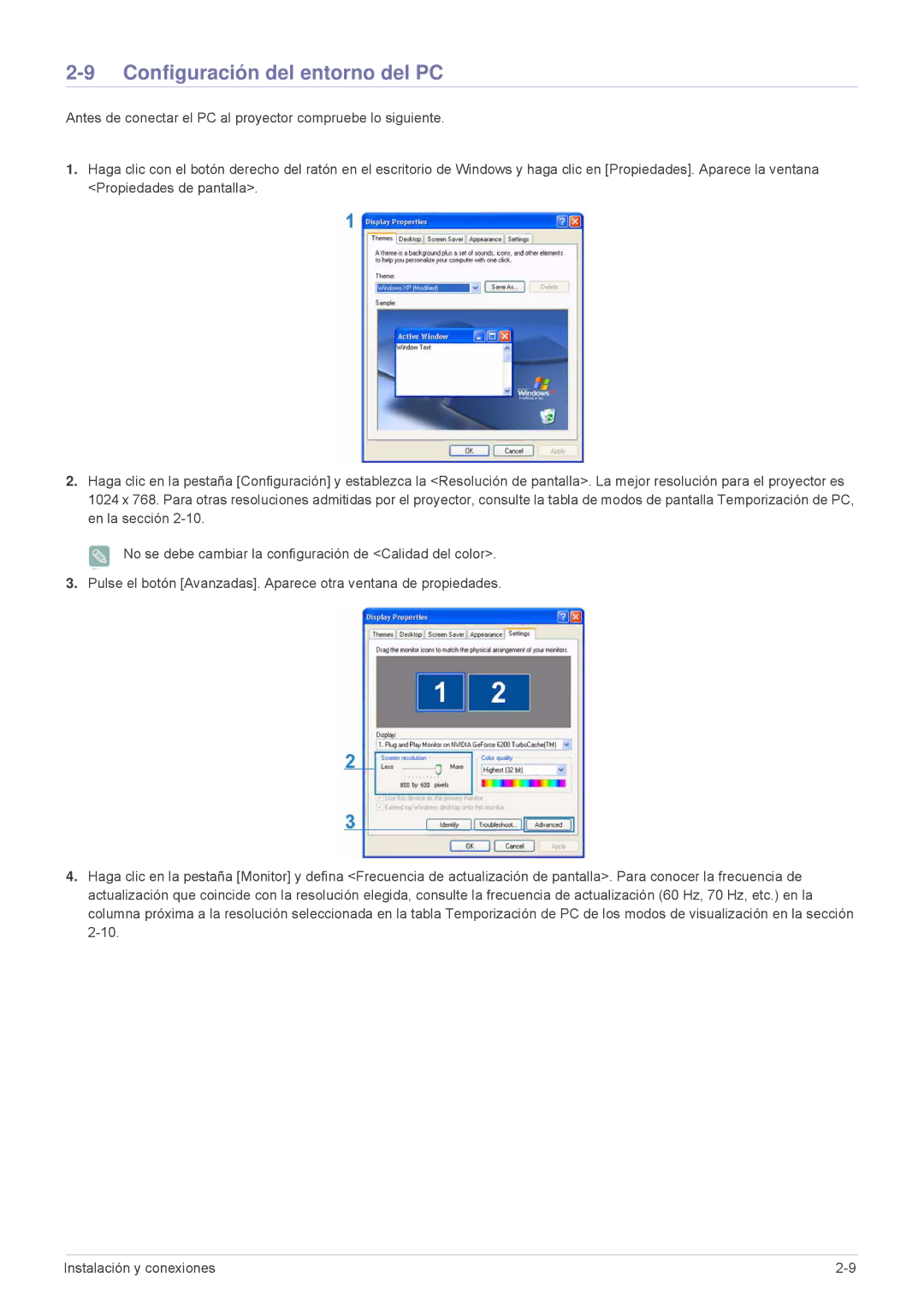 Samsung SPL331WEX/EN, SPL301WEX/EN, SP-L301WE manual Configuración del entorno del PC 