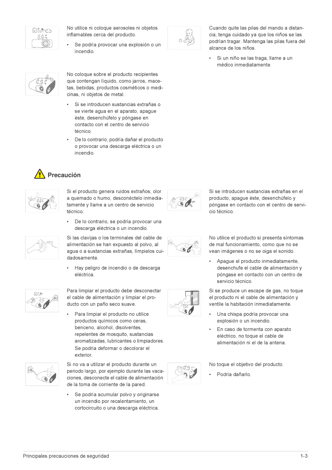 Samsung SP-L301WE, SPL331WEX/EN, SPL301WEX/EN manual Precaución 