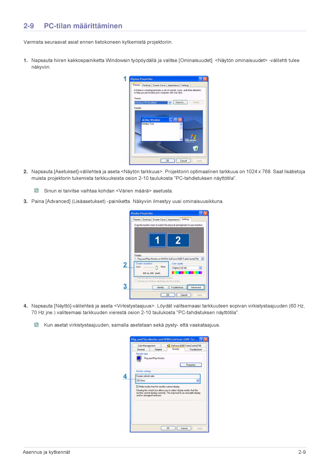 Samsung SPL331WEX/EN, SPL301WEX/EN manual PC-tilan määrittäminen 