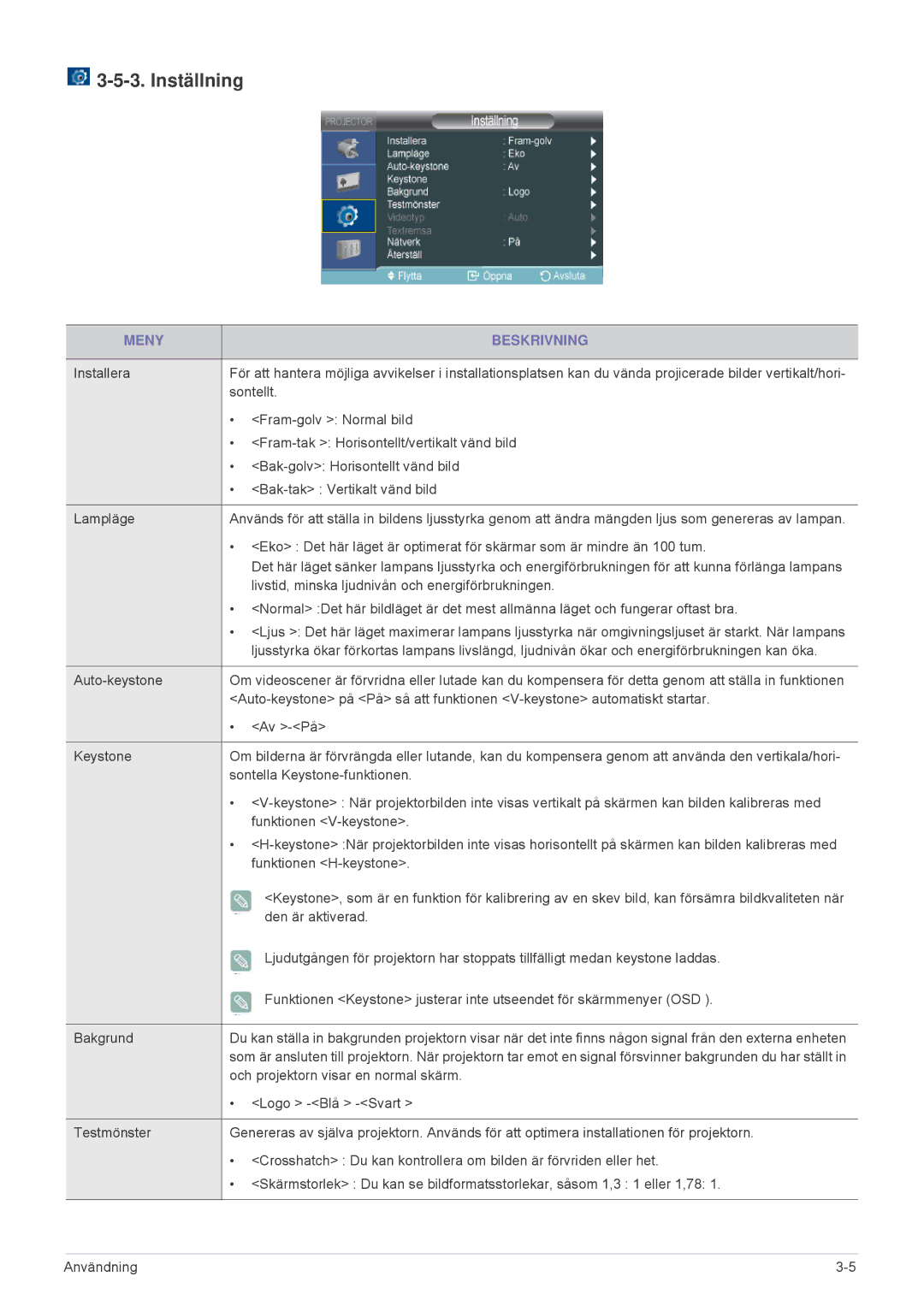 Samsung SPL301WEX/EN, SPL331WEX/EN manual Inställning 