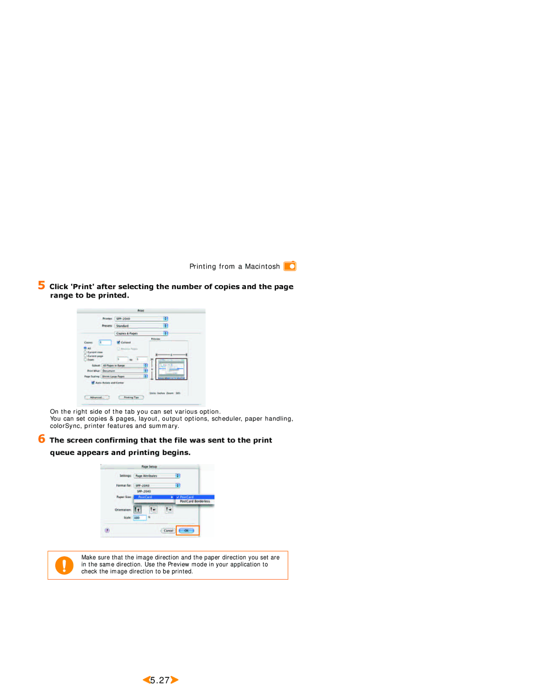 Samsung SPP 2040 manual Printing from a Macintosh 