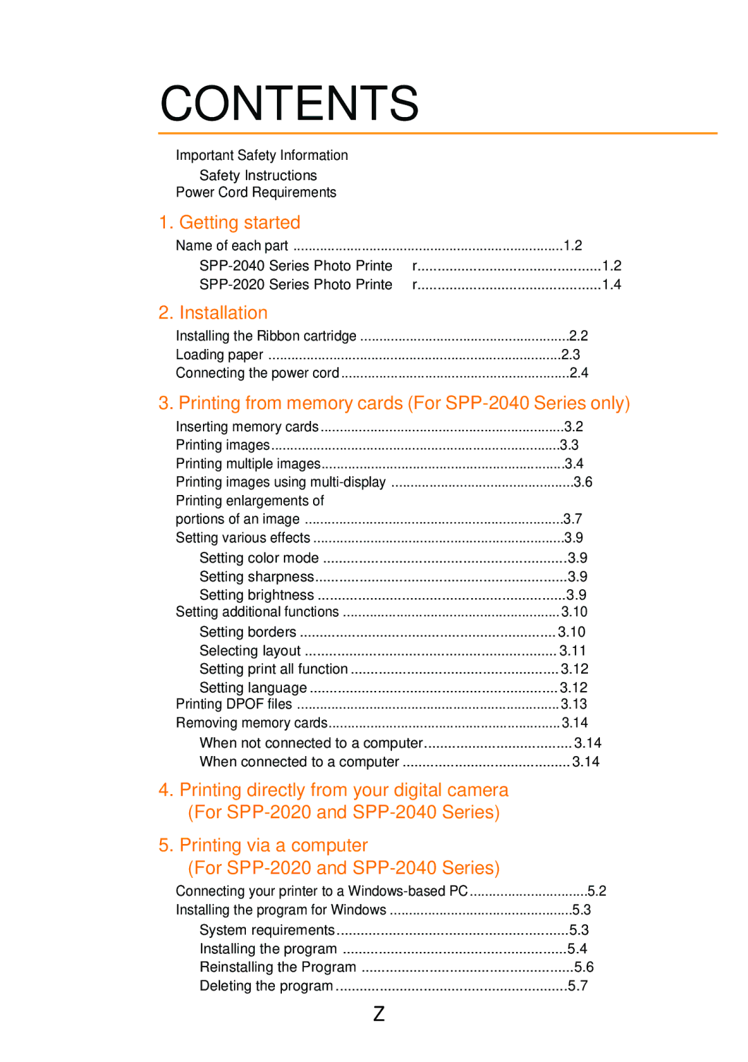 Samsung SPP 2040 manual Contents 