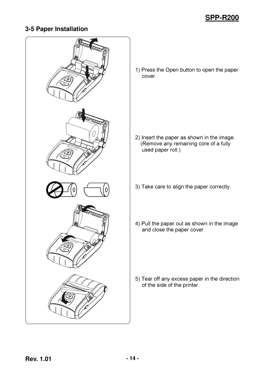 Samsung SPP-R200 user manual Paper Installation 