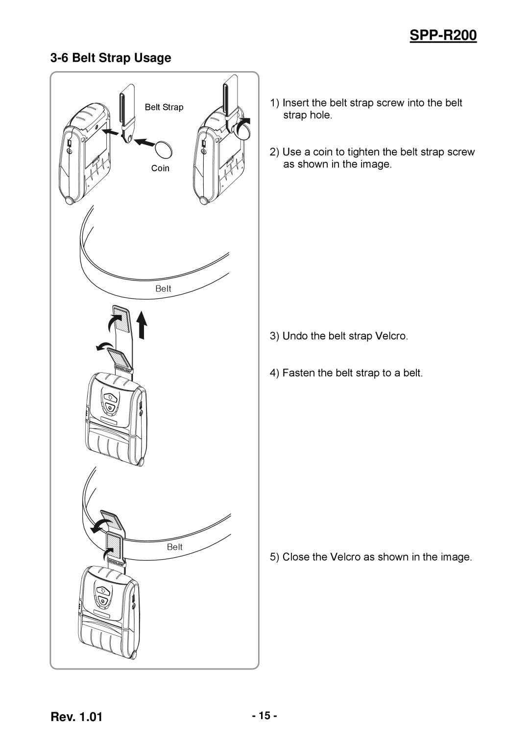 Samsung SPP-R200 user manual Belt Strap Usage 