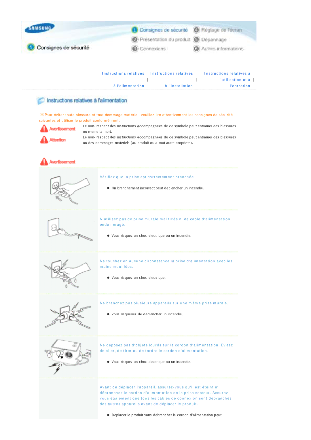 Samsung SPP300MEMX/EDC manual Vérifiez que la prise est correctement branchée 