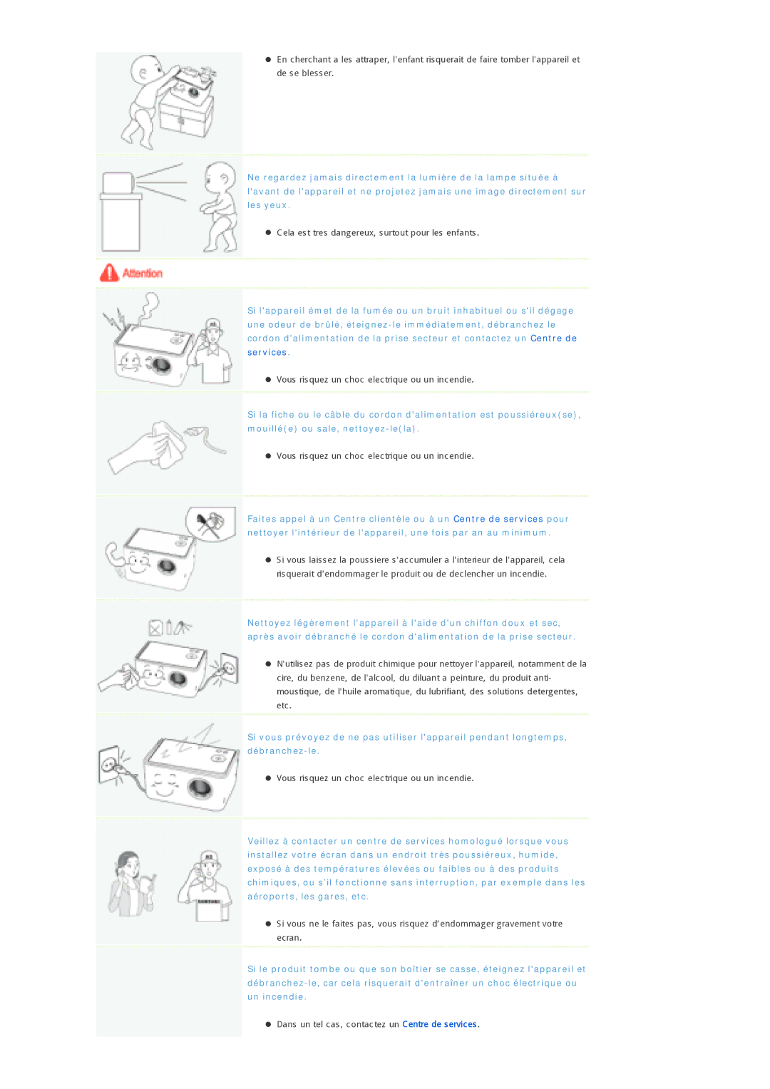 Samsung SPP300MEMX/EDC manual Cela est tres dangereux, surtout pour les enfants 