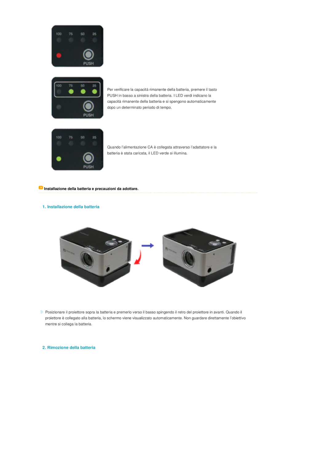 Samsung SPP300MEMX/EDC manual Installazione della batteria 