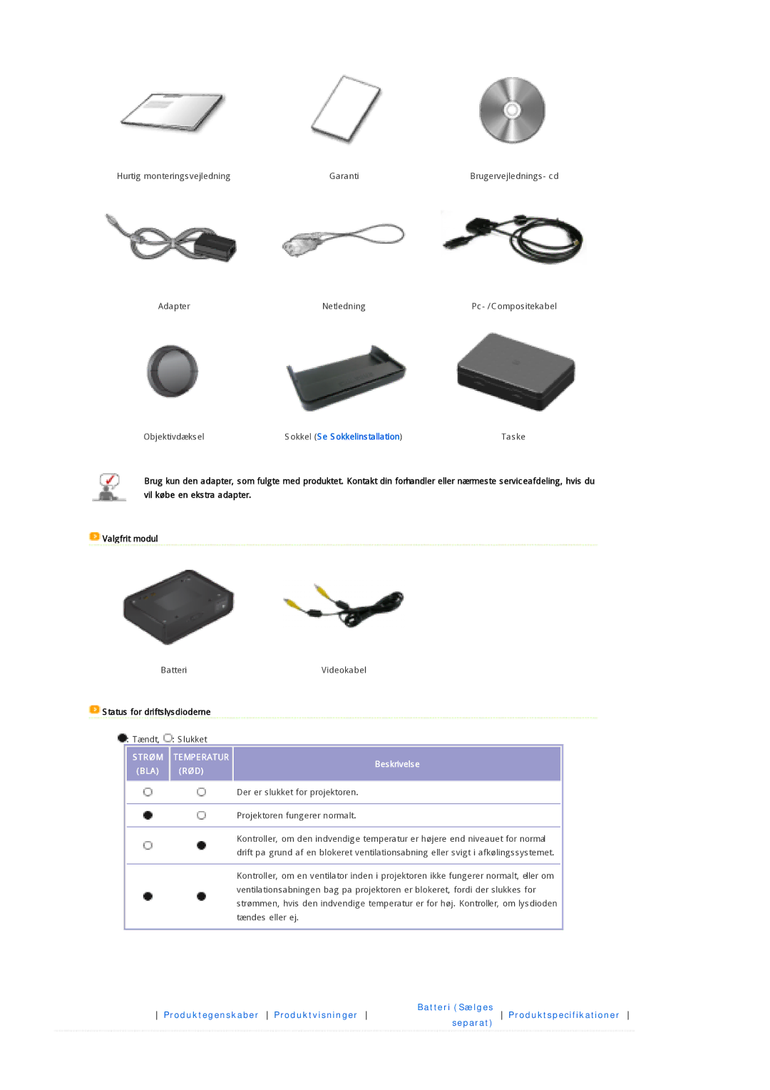 Samsung SPP300MEMX/EDC manual Sokkel Se Sokkelinstallation, Beskrivelse 